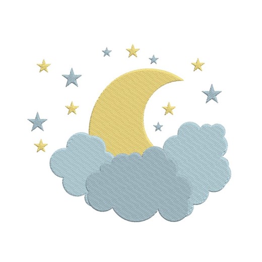 Baby Moon Cloud Embroidery Design | Baby Nursery Night Sky Stars | Machine Embroidery File | Instant Download | 4 SIZE - Etsy