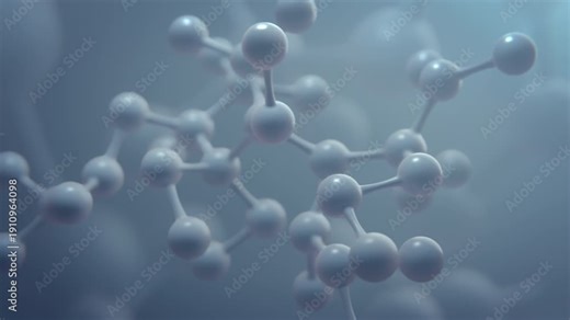 3D macro animation of a camera flying through interconnected molecules