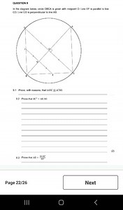 In the diagram below, circle DBCA is given with midpoint O. Lin... | Filo