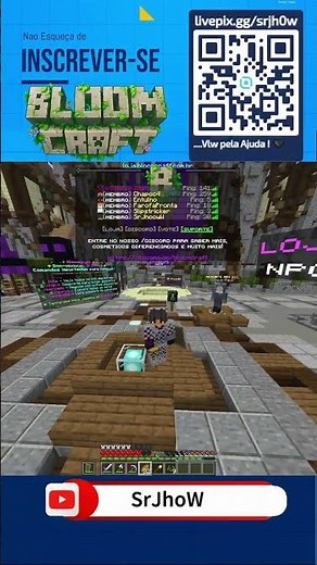 [CLIPS DA LIVE]JOGANDO COM INSCRITOS SURVIVAL - BLOOMCRAFT #shorts #minecraft #aovivo