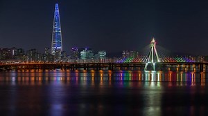 Stock Video Colorful Illuminated Bridge And Water Reflections Live Wallpaper For PC