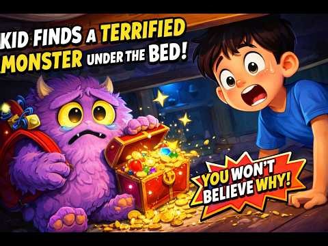 😱I Looked Under My Bed… And Found a SCARED Monster! | Kids Animated Story