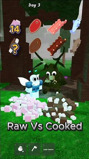 Raw Vs Cooked (Deer Hunger Test) 🍖 99 nights in the forest #99nightsintheforest #99nights #roblox