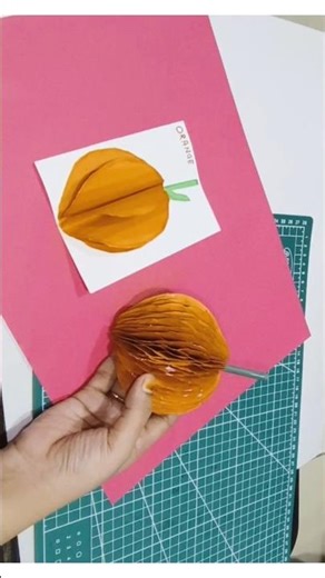 🍊 2D vs 3D Orange Craft ✂️| Easy DIY Fruit Craft for Kids || #art #craft #shorts