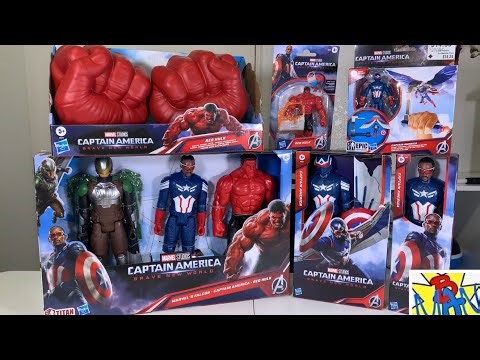 Captain America Brave New World Toy Haul 12” Titan Heroes + 4” Epic Heroes +Roleplay Red Hulk Hasbro