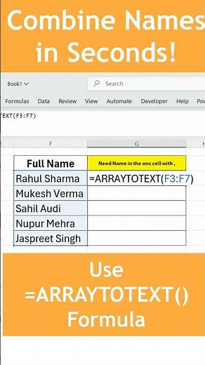 How to Combine Multiple Cells into One with Commas in Excel | ARRAYTOTEXT Formula #excel #viral