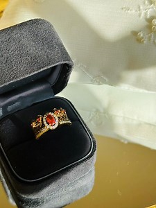 Vintage Crown Ring | Adjustable Red Zircon & Blue Zircon Statement Ring | Antique Gold Finish | Royal Gothic Jewelry - Etsy