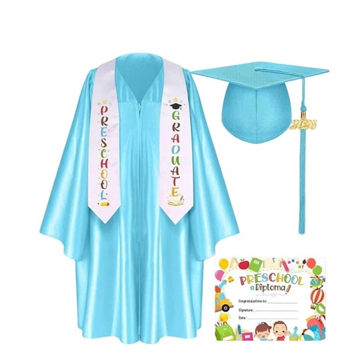 Kindergarten Graduation Cap And Gown,Preschool Graduation Cap And Gown,Cap And Gown,Graduation Cap And Gown,Kindergarten Graduation 2026 Silk Graduation Attire And Memorial(Sky Blue S)