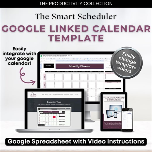Google Calendar Integrated Monthly Calendar Template in Google Sheets - Etsy