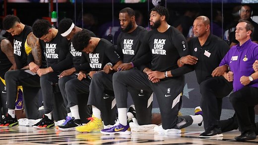 NBA players kneel during anthem in Black Lives Matter protest at restart