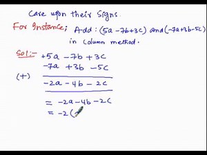 Algebra Expression Addition Vertical or Column Method