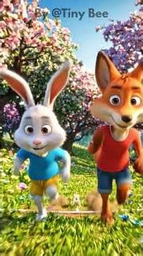 Hooray It’s Fun Day! 🐰🦊 Bunny & Fox Dance Song | Kids Rhyme Tiny Bee #kidsrhymes #kids #cartoon