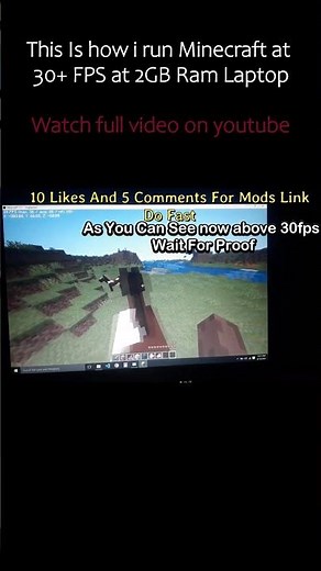 Minecraft 2GB RAM Laptop Runs 30+ FPS! Proof in 15s 😱