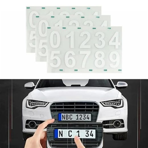 TKC28 5Pcs High Temperature License Plate Sticker Nanofilm Harmless Reflective Digital Number Label Car Decorative Supplies PVC Waterproof Invisible Digital Sticker for Vehicles/Car/SUV | Lazada PH