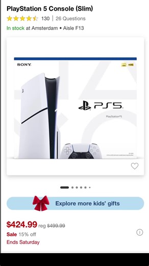 November 22, 2024 Target’s Black Friday price on the PlayStation 5 is available today with a slightly better deal, when you add a 60% off game to the purcahse 🙌 #playstation #target #save