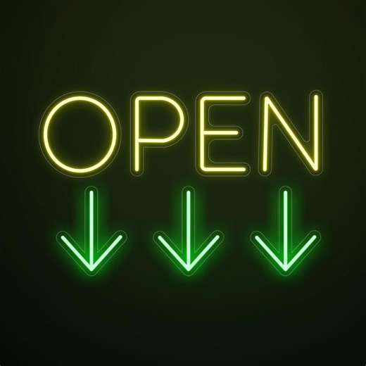 Direction Arrow Sign Down Neon Open Sign, Outdoor Open Sign, Light UP Led Bar Open Sign, Shop Open Business Neon Sign - Etsy
