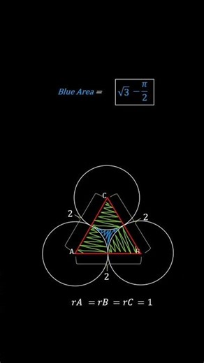Solving the Three-Circle Intersection Problem ✨ | Visual Math: Calculating the Shaded Blue Area