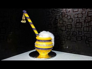 krishna makhan matki and bansuri decoration for Janmashtami | pot decoration | easy pot painting