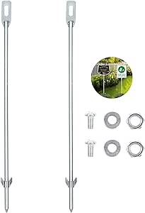 Silver Stake for Yard Sign 16.5" Long 0.3 Inch Thickness Sign Stand Metal Stake Holder for Ground Yard Lawn, Easy Install