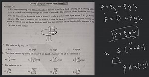 A \mathrm{U} - tube containing two different liquids of density... | Filo