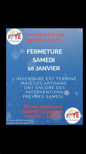 Fêt'à Fête Grenoble on Instagram: "Petite pause prolongée imprévue ! Suite à notre dégât des eaux et aux interventions électriques encore en cours, nous ne pourrons malheureusement pas rouvrir ce samedi. 🔧 Les artisans finalisent leur travail pour vous accueillir dans de parfaites conditions. 💖 On se retrouve dès mardi, avec une boutique prête à briller, pleine d’idées, de nouveautés et de bonne humeur ! Merci pour votre patience et votre fidélité 💫 Mardi, on fête le retour ! Néanmoins nous m