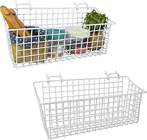 G.CORE 2 Pack Large Pegboard Baskets, Metal Shelves Hooks to 1/8" 1/4" Peg Boards, Peg Board Baskets Bins Set - Organize Tools Workbench Accessories Garage Storage Wall Mount Organizer Attachments