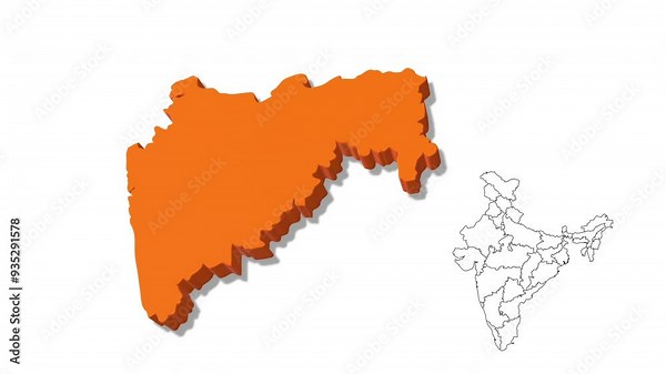 India Map Showing Maharashtra State in Detail
