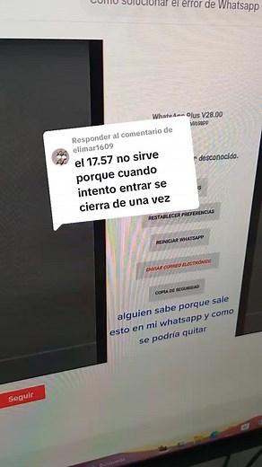 Respuesta a @elimar1609 Como solucionar el error/bug de Guatsapp :'v #whatsapp #error #bug #update #feliznavidad #fn8