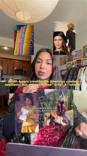 The same way South Asians led the American cowboy denim jeans movement, they also invented bandanas that you see celebrities like Beyoncé and Bella Hadid wear casually. No one talks about how these American classics are actually the South Asian