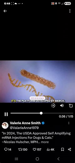 "In 2024, The USDA Approved Self Amplifying mRNA Injections For Dogs & Cats." ~Nicolas Hulscher, MPH "Veterinarians across the country are currently injecting sa-mRNA into our pets." The series includes vaccines for Rabies, Canine Flu & Feline Leukemia. They use self-amplifying RNA (saRNA) technology: Nobivac NXT Rabies Vaccine Nobivac NXT Feline FeLV Leukemia Vaccine Nobivac NXT Canine Flu # H3N2 Vaccine As an sa-mRNA vaccine, it is designed to replicate inside the cat's & dog's body, creating 