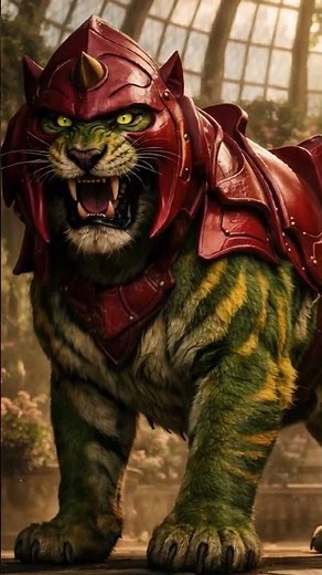 Prince Adam transforms into He-Man and Battle Cat joins.