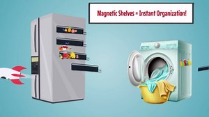 4 Magnetic Spice Racks for Refrigerator - Extra Strong Magnetic Hold and Enhanced Storage Capacity with 2 Medium & 2 Large Shelves - Space Saving Magnetic Shelf for Fridge, Include 5 Bag Clip & 8 Hook