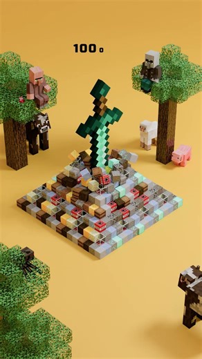 What Happens If a 10,000 KG Minecraft Sword Falls? #satisfying #blender