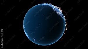 Growing network across the globe. 3d animation, seamless loop