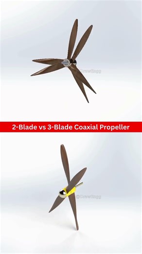 2 Blade vs 3 Blade Coaxial Propeller #engineering #mechanical #mechanism #propeller #mechanic #short