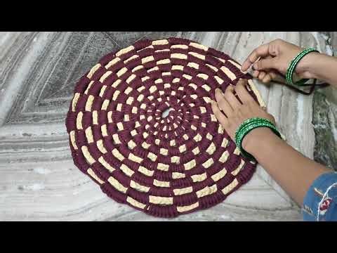Doormat making at home|Doormat making with T-shirt yarn|Doormat tutorial ‪@DivyavanisCookingnCrafts‬