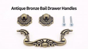 6 Pcs Antique Bronze Bail Drawer Handles, 3 Inch Hole Centers, 4 Inch Total Length, Vintage Drop Cabinet Pulls for Furniture, Dresser, Cupboard, Wardrobe, Kitchen Door, B240349