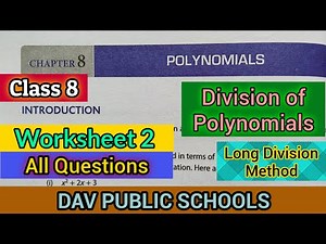 DAV class 8 maths chapter 8 Polynomials - Worksheet 2 all sums
