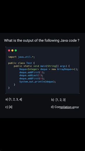Most students get this Java MCQ WRONG 😱 Because they don’t understand how Deque & ArrayDeque really work 👨‍💻 👉 addFirst() adds element at front 👉 addLast() adds element at end | Gulshan Mehra
