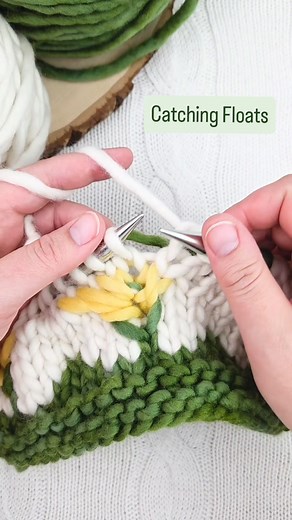 How I catch floats when working fair isle. Dandelion Earwarmer pattern is coming tomorrow! #knitting #knittingtutorial #fairisleknitting | Sarah Liz Fiber Arts