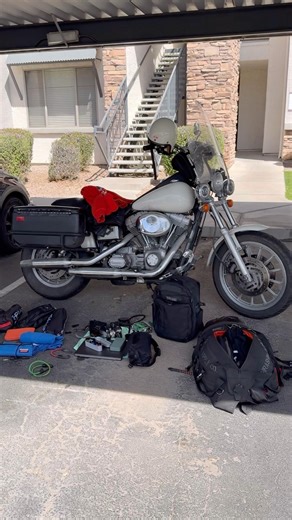 Packing for a cross-country road trip! #solotravel #motorcycle #harleydavidson