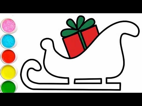 How To Draw Christmas Gift Sleigh|🎄 Santa Ki Gift Wali Sleigh Drawing – Easy & Cute Art for Kids! 🎁✨