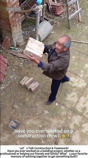 Passing Bricks to the Roof – Teamwork on the Job Site! 🧱👷
