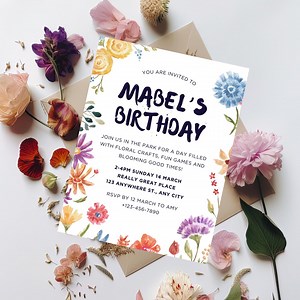 Colorful Watercolor Wildflowers Invitation - Etsy