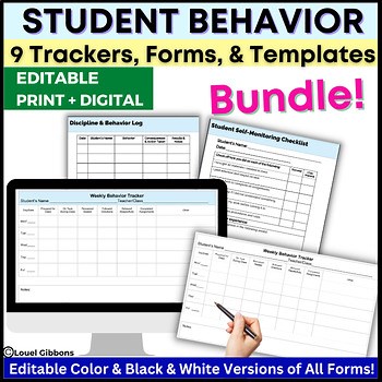 Behavior Tracker Log Self Monitoring Checklists Students Self Reflection Sheet