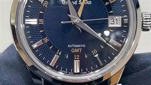 冠蓝狮（Grand Seiko）大精工gs新款奶油面GMT机械表手表男彩盘礼物SBGM255G 蓝盘SBGM257G