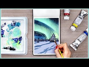 How to Paint the Northern Lights with Acrylic Paint // Art Journal Thursday