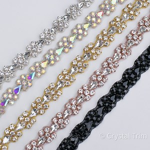 Rhinestone Trim by the Yard- Wholesale Bridal Trim-bridal Belt- Thin Crystal Rhinestone Trim- Sew-on Rhinestone Applique - Etsy