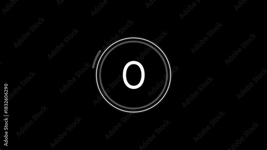 Circle countdown timer 5 seconds animation from 5 to 0 seconds. Circular countdown timer from five to zero seconds for highlighting urgency in promotional and limited time offers. High-quality 4K