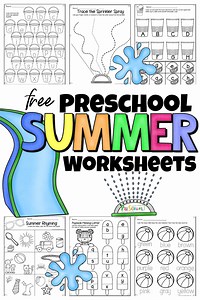 😎 FREE Summer Worksheets for Preschool https://www.preschoolplayandlearn.com/free-summer-preschool-worksheets/ | 123 Homeschool 4 Me
